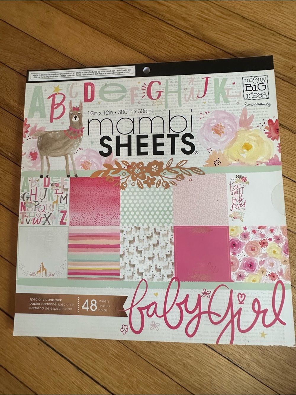 Me & My Big Ideas Baby Girl Patterned Cardstock Pack - Pink, Mint, Cream